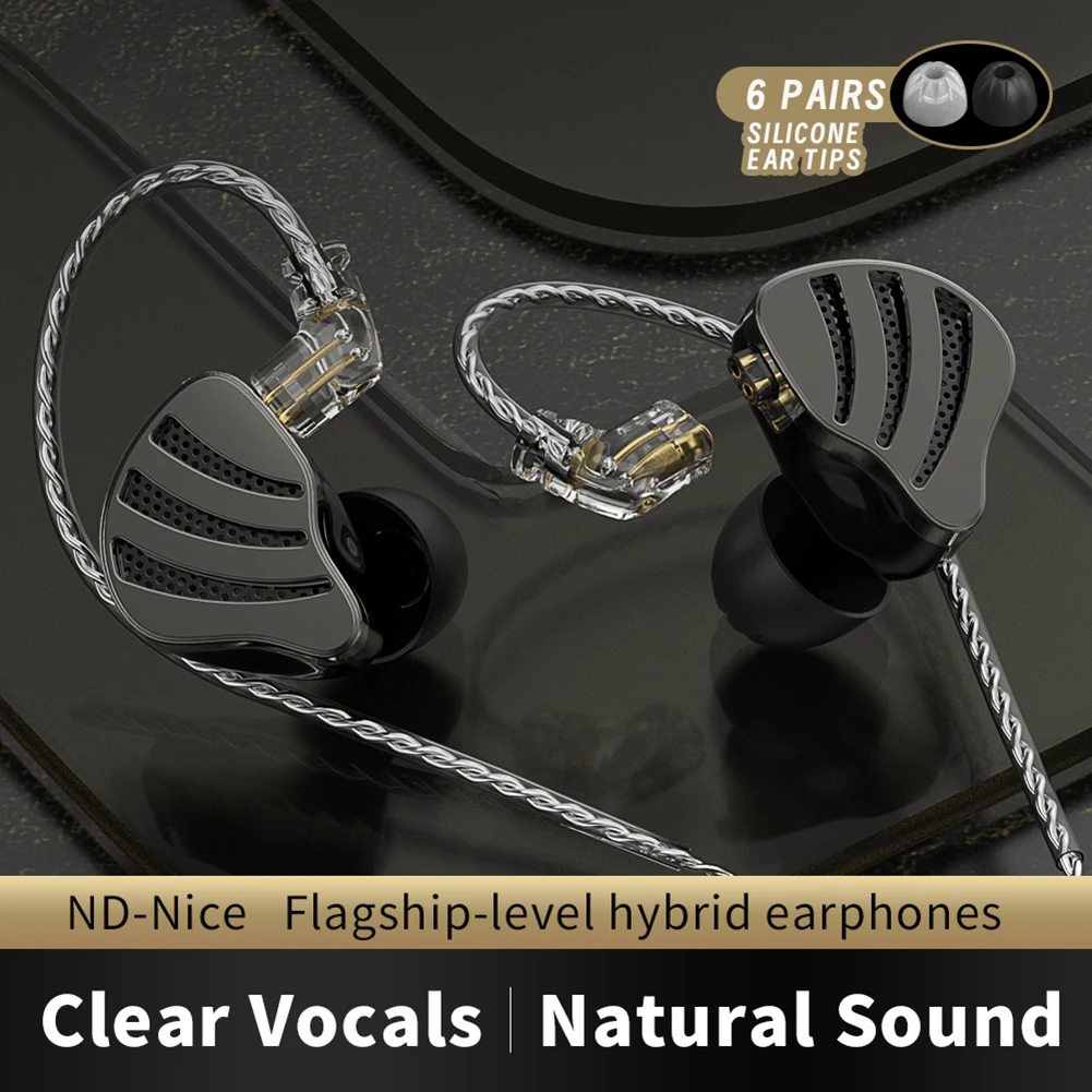 

Наушники-вкладыши ND HIFI с монитором, проводные наушники с шумоподавлением, спортивные наушники для бега с разъемом 3,5 мм, спортивные наушники-вкладыши