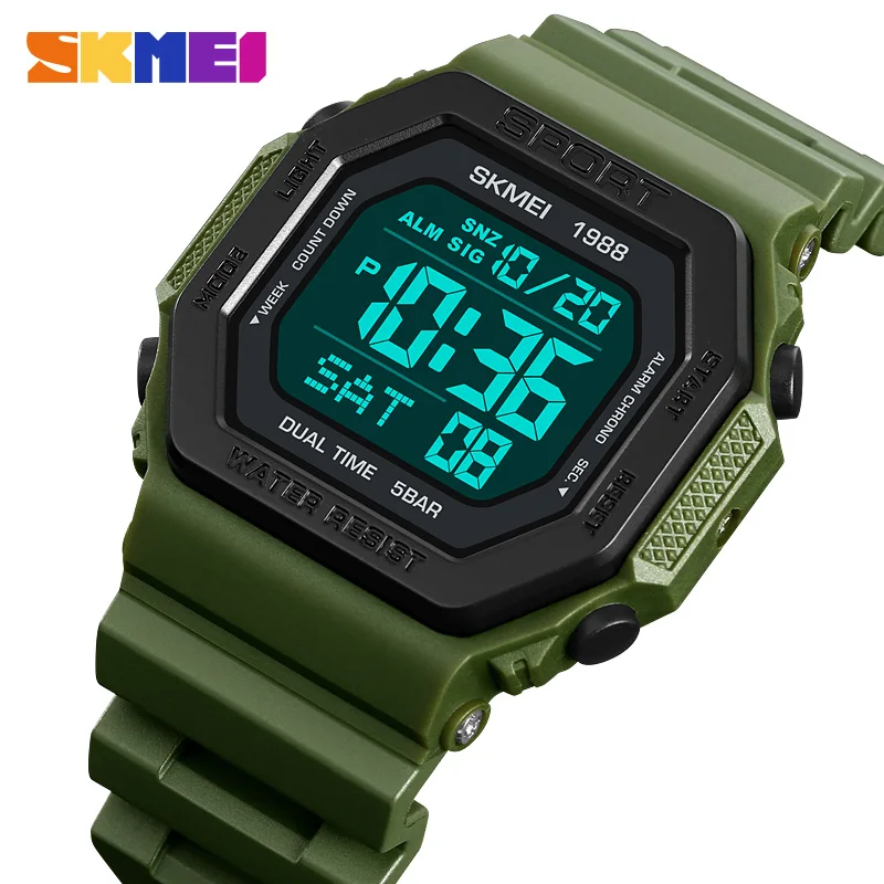 SKMEI Original Brand Waterproof Sports Wrist Wartch Luxury Stopwatch Countdown with Date Digital Clock Fashion Men\'s Watches