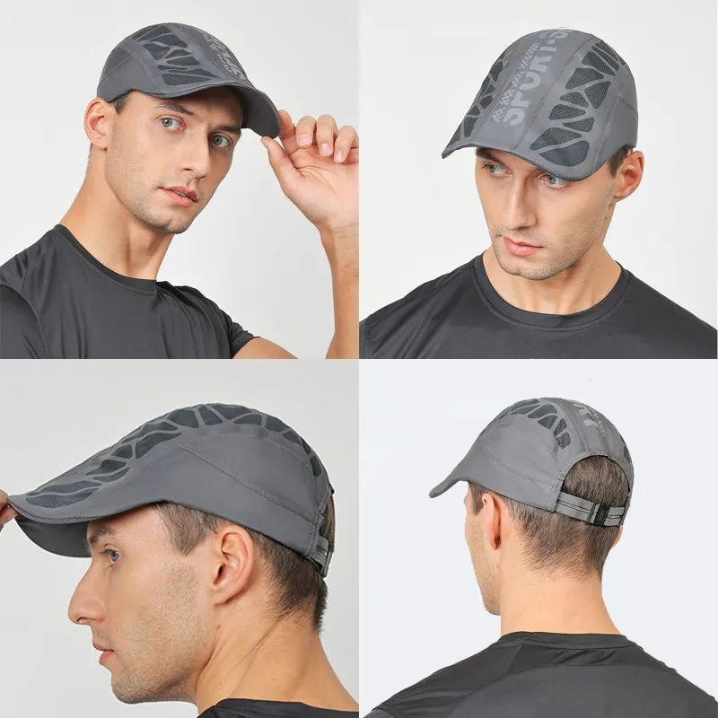Sommer Männer Frauen Schnell Trocken Hut Golf Fahren Radfahren Sport Brief Drucken Baskenmütze Zeitungsjunge Baseball Caps Atmungsaktive Net Mesh Sonnenhut – Detail 5