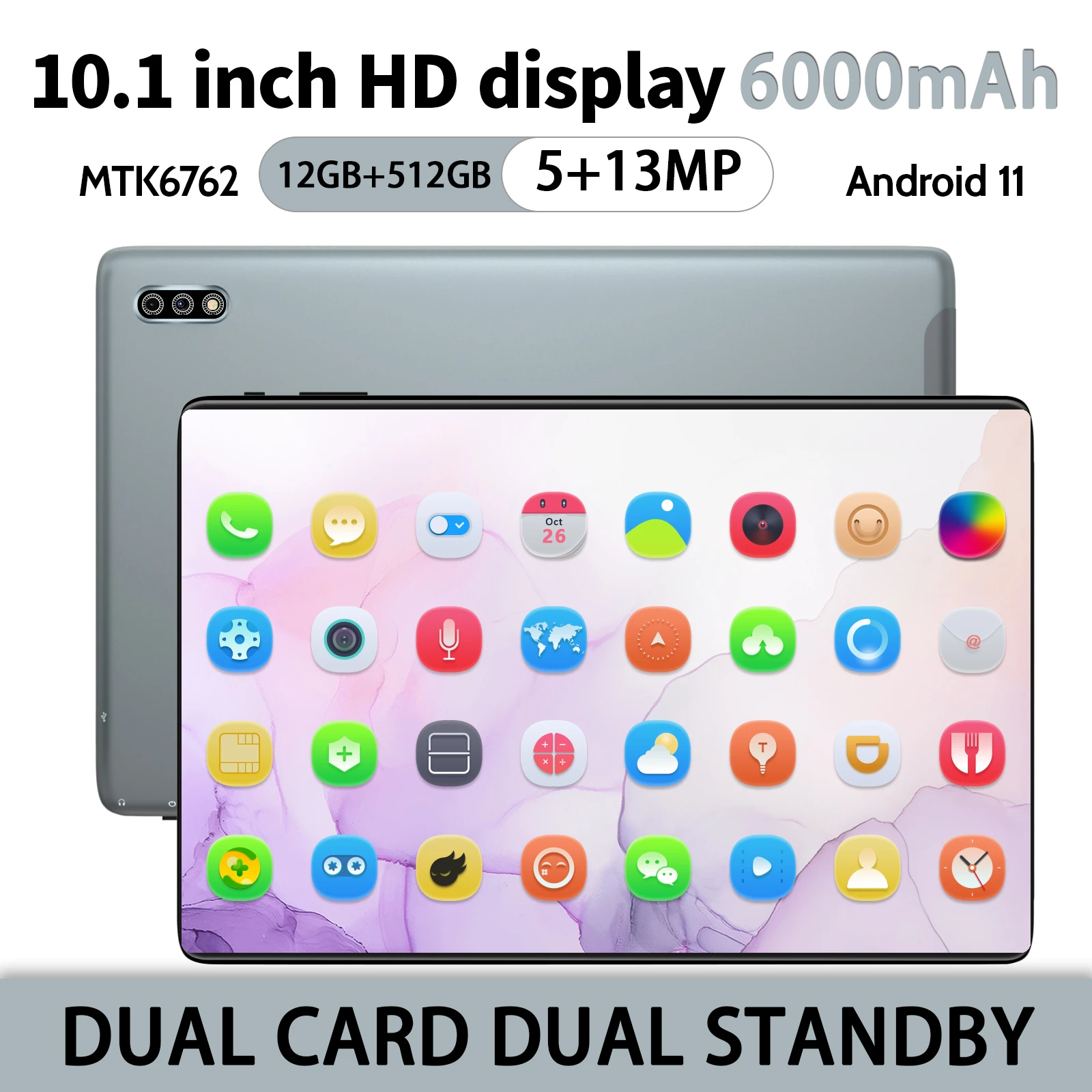 T10 Tablet 10.1 Inch Dual Card 12GB +512GB Android 11 Google Play Deca Core PC Gobal Version Pad 4G/5G 6000mAh WIFI