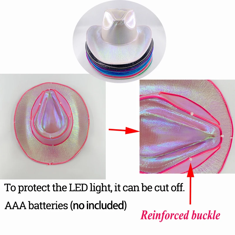 Wireless Disco Luminous Led Bride Cowgirl Hat Glowing Light Bar Cap Bachelorette Party Supplies Flashing Neon Western Cowboy Hat neon hat party hat cowboy doll hat