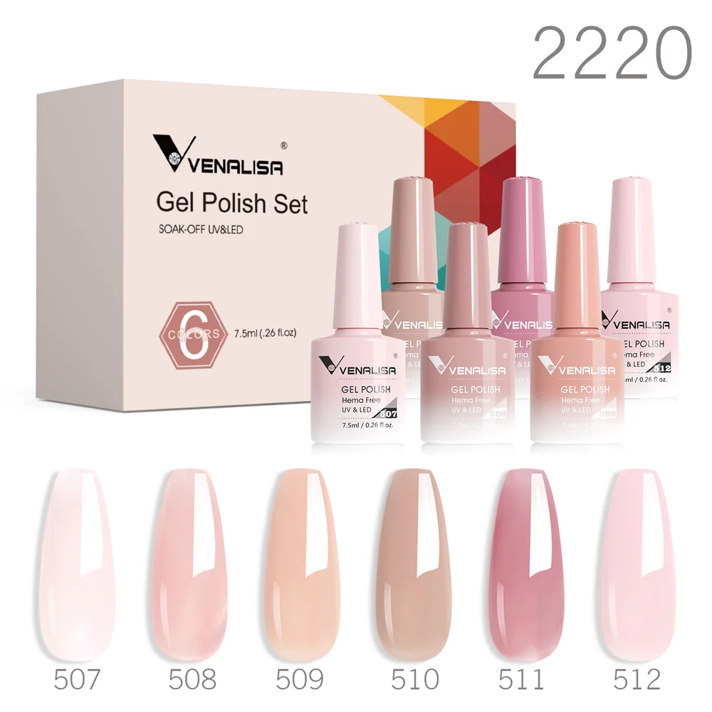 VENALISA Super Glossy Tempered Top Coat 6pcs/kit 7.5ml Nowipe Nail Gel Soak Off UV LED Gel Ultra Matt Effect Top Coat Varnish 3