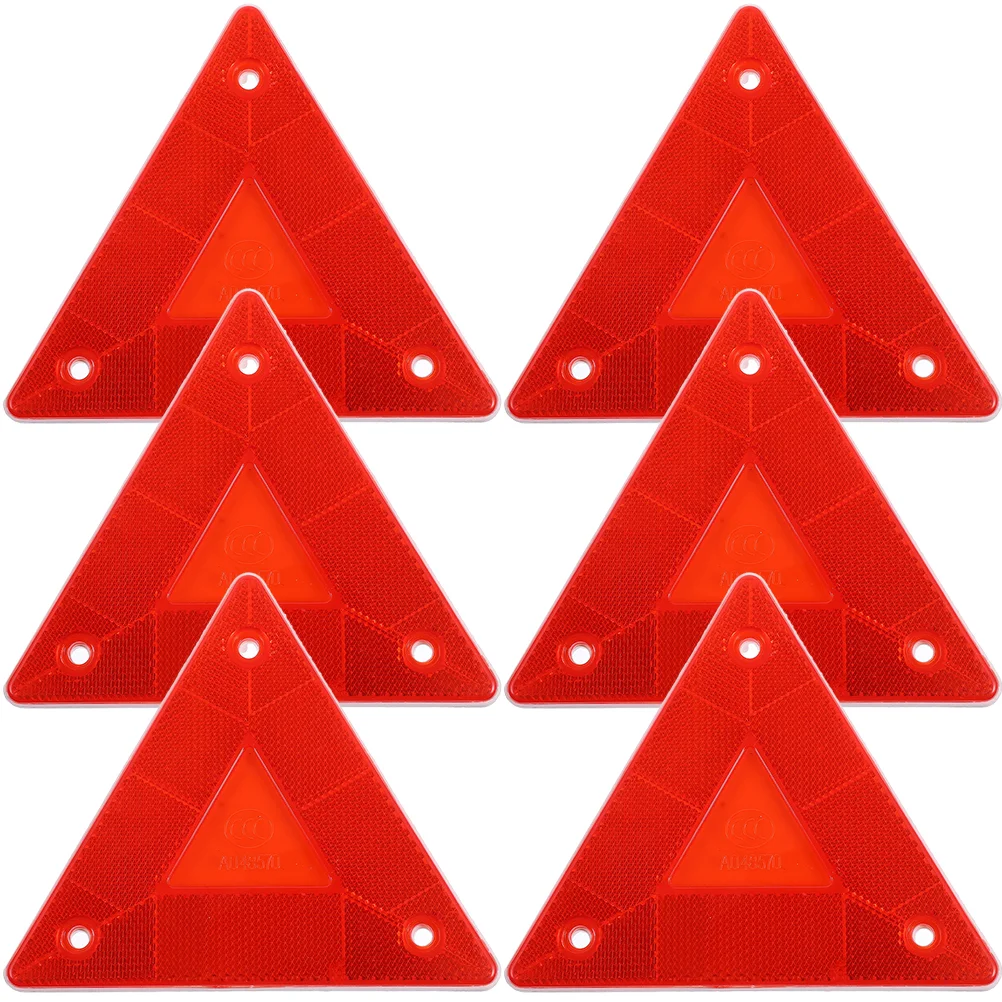 

6 Pcs Triangular Reflector Triangle Reflectors Safety Sign Car Warning Flag Slow Moving Body Kit Cars Vehicle Trailer