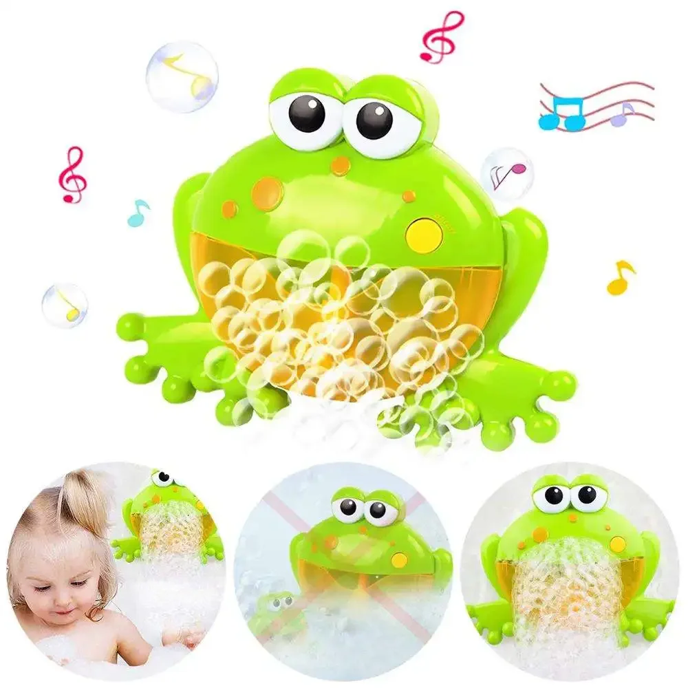 Baby Bath Toys Bubble Machine Frog Music Kids Bath Toy Bathtub Soap Automatic Bubble Maker Baby Bathroom Toy for Children 2