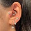 1pc Dangle Earrings For Women Zircon Crown Pendant Silver Color Stainless Steel Hoops Ear Cartilage Rook Piercing Jewelry CC193 3