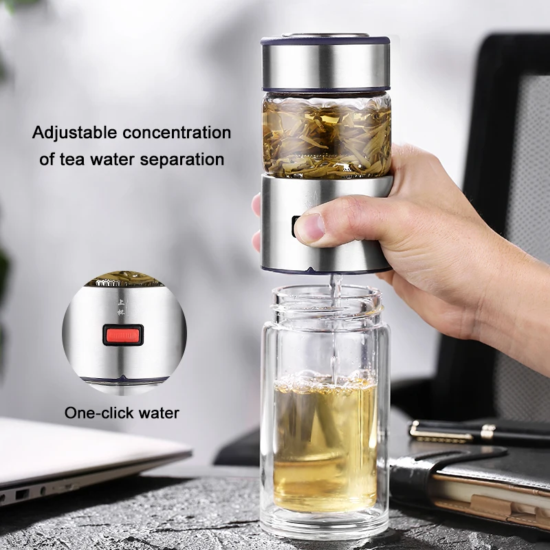 400mlGlassWaterBottleWithLooseLeafTeaStrainerTeaInfuser