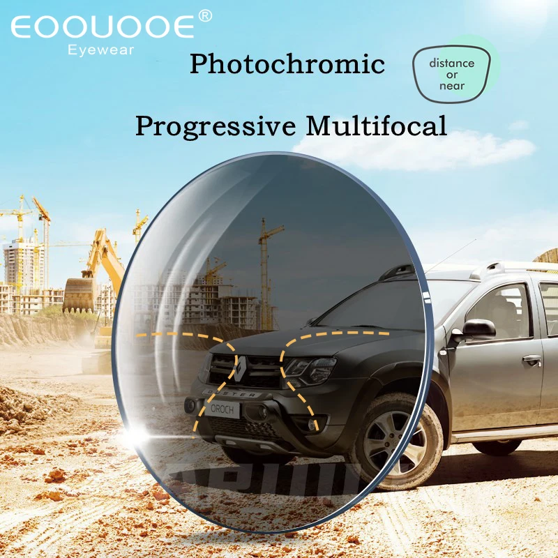 

Фотохромные прогрессивные многофокальные линзы EOOUOOE 1,56/1,61/1,67, HMC покрытие, анти-ультрафиолетовые асферические линзы с защитой от царапин