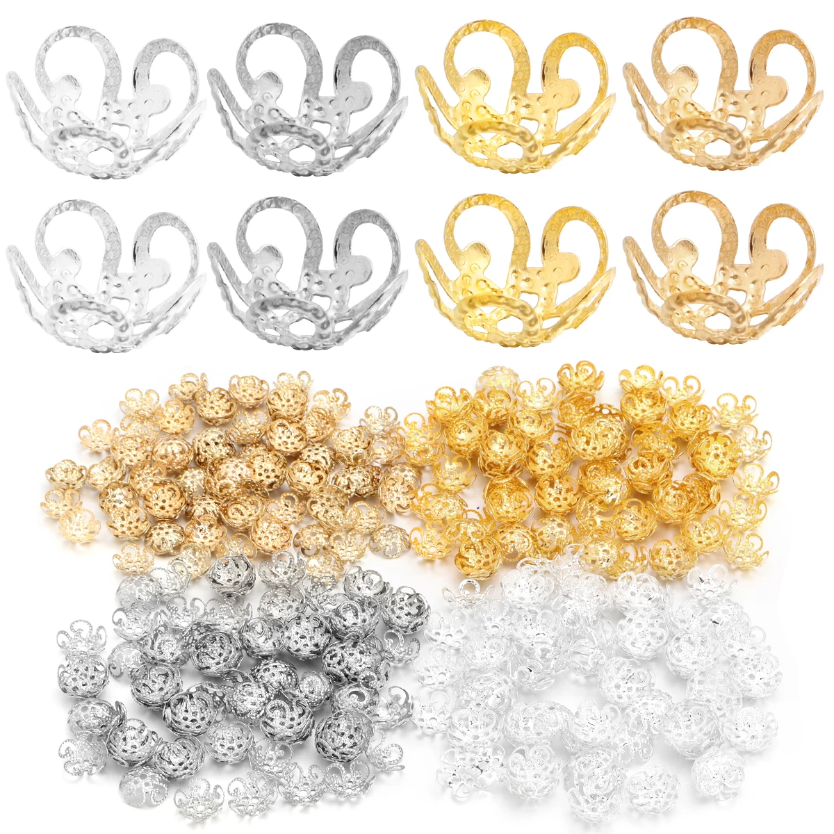 100 teile/los 8/10mm Blumen perlen End Spacer Perlen Kappen Charms Perle Metall End kappen für Schmuck herstellung Ergebnisse DIY Zubehör