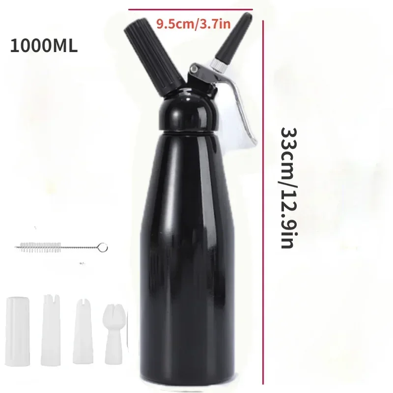 1000ML Cream Dispenser Whisk Cake Coffee Milk Tea Decoration Baking Tools Artisan Cream Frother with Plastic Decorative Spout