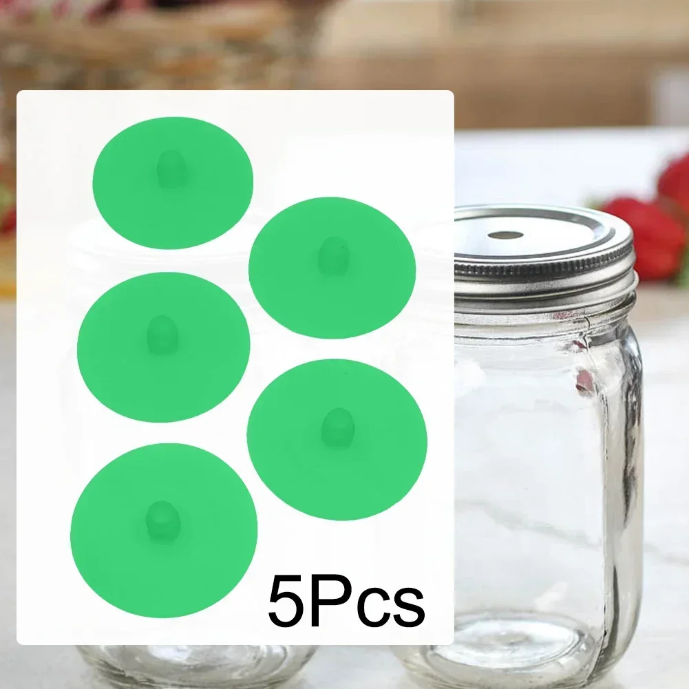 Wide Mouth Silicone Fermentation Lids for Jars Airlock Covers for Vegetables Pickles Sauerkraut and More! 5 Pack