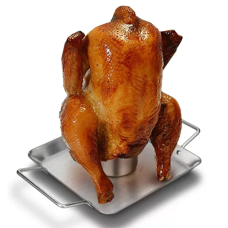 Stainless Steel BBQ Chicken Roaster With Beer Can Outdoor Picnic Barbecue Grill Holder Kitchen Oven Vegetable Pan Rack Tools