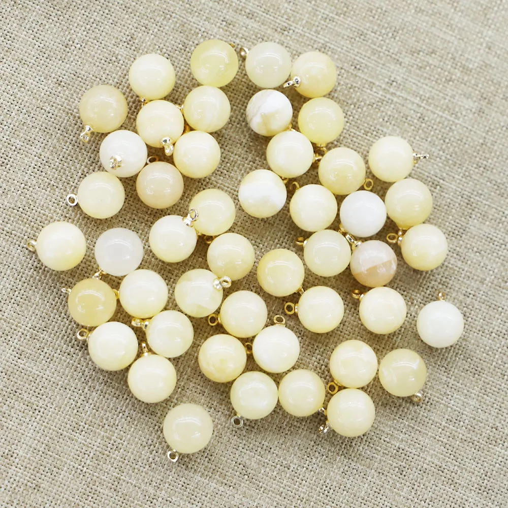 10MM Natural Stone Multicolor Ball Shape Gold Necklaces Pendants Charms Fashion Jewelry Earring Bracelet Making Wholesale 30Pcs
