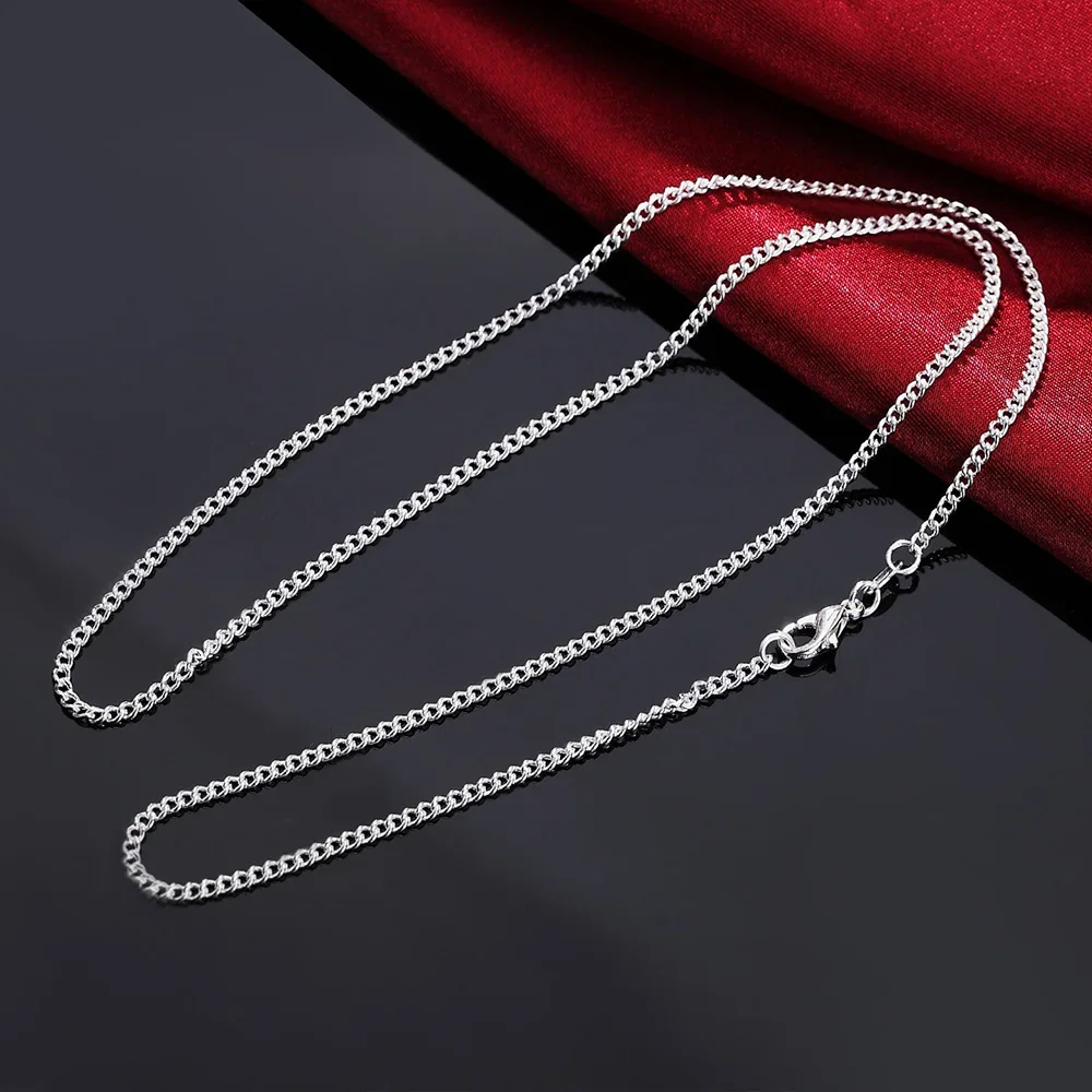 

5pcs Lot 40-75cm wholesale 925 Sterling Silver Necklace 2MM String chain wedding for Women Men high quality Jewelrys Gifts