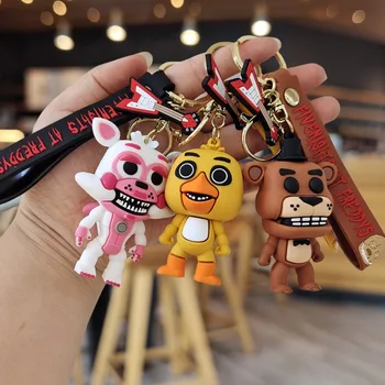 Five Nights at Freddys 피규어 키체인, 만화 게임 FNAF 키링, 패션 모델 인형, 자동차 가방 펜던트 키 홀더, 어린이 선물