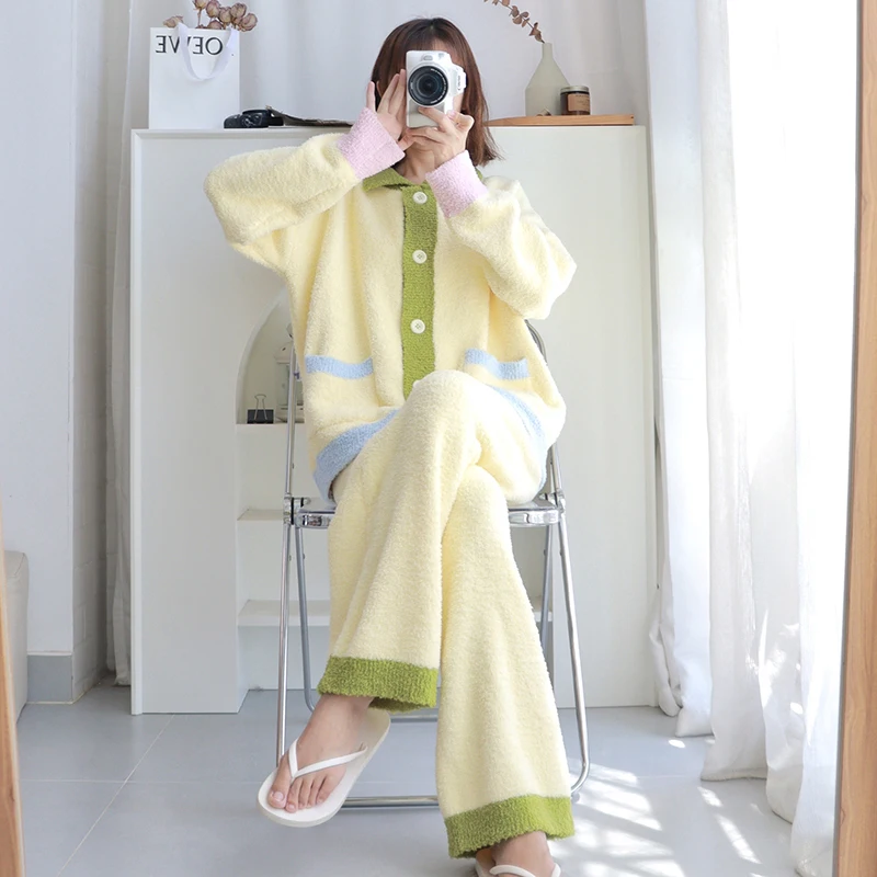 Pijamas para mujer NOBRAND de otoño e invierno ropa de abrigo gruesa de lana de Coral