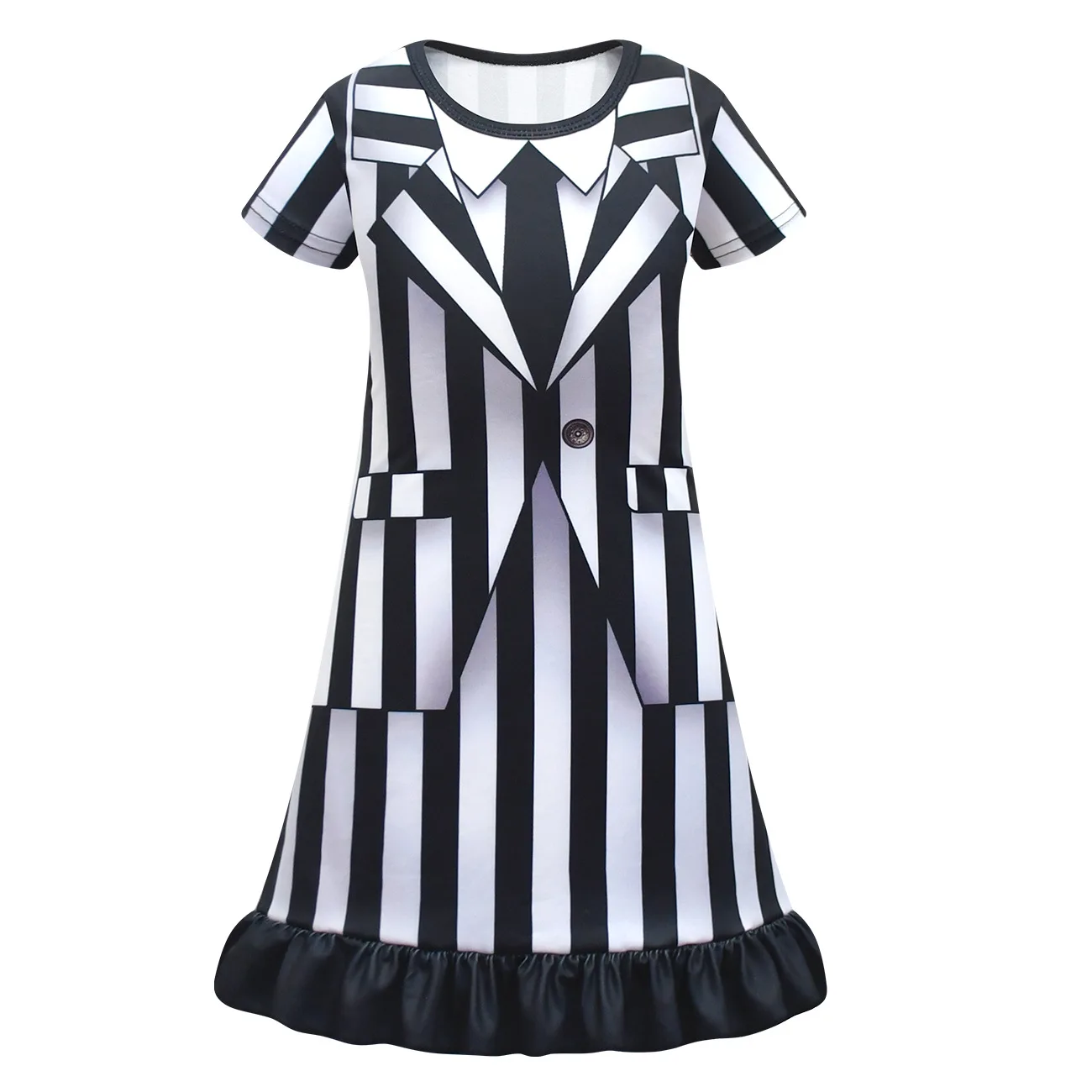 Halloween B-Beetlejuice 2 Children's Clothing Cosplay Costume Underworld Mage BBeetleJuiceS Cosplay Wig Set Performance Costume