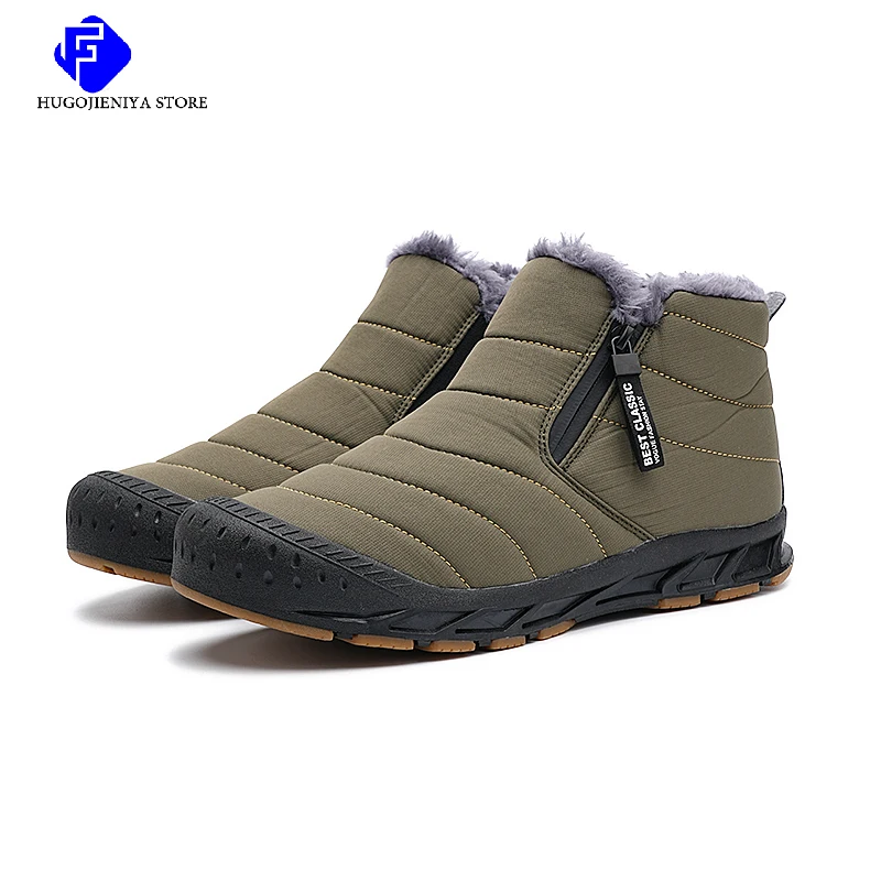 Men Ankle Boots For Winter 2023 Couple Waterproof Snow Boots Outdoor Walking Shoe Warm Fur Ankle Leisure Shoes Non-slip Big Size