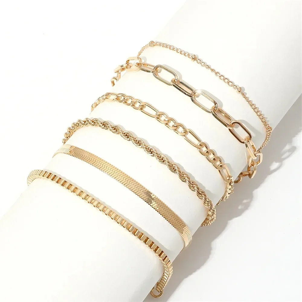3 Pcs/set Geometric Twisted Lines Irregular Shaped Open Cuff Bracelet and Bangle Set for Women Punk Exaggerated Style Accessor