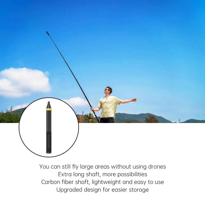 Perche Selfie Fibre Carbone 3m pour Insta360 X3 X4 X5