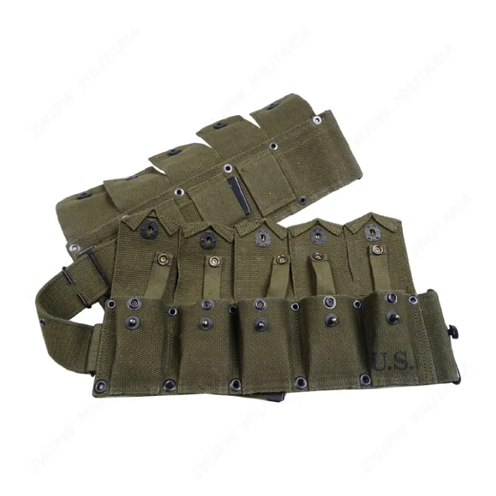 WW2 US ARMY M1 CANVAS GARAND TEN CELL POUCH ARMY GREEN