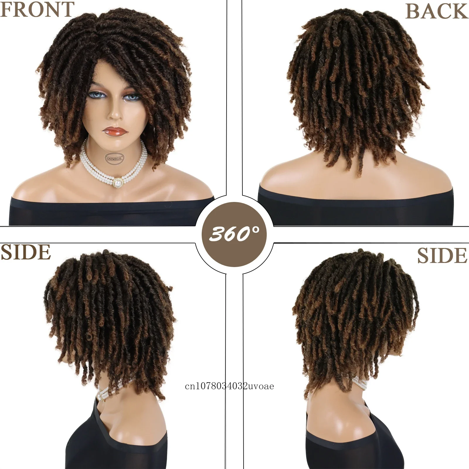 Synthetic Hair 16 Inch Dreadlock Wig Pre Looped Braiding Hair Wig Twist Braiding Afro Curly Braided for Women Colly Costume