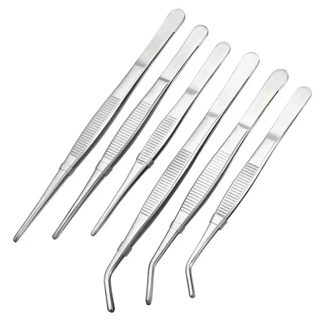 Stainless Multifuctional Steel Elbow Tweezers Aquarium Clip Long Tongs Medical Tweezers Forceps Pet Feeding Tools Non-slip 2