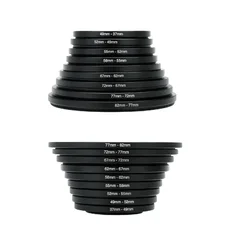9-Piece Camera Lens Filter Adapter Ring Set (Step Up/Down 37mm-82mm) (18pcs down and up)