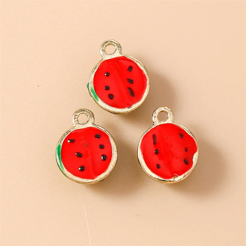 Leslie 5-teiliges Emaille-Fruchtanhänger-Set: Simulierte Wassermelone, Banane, Mais-Anhänger für Schmuckherstellung, Ohrringe, Halsketten-Zubehör – Detail 7