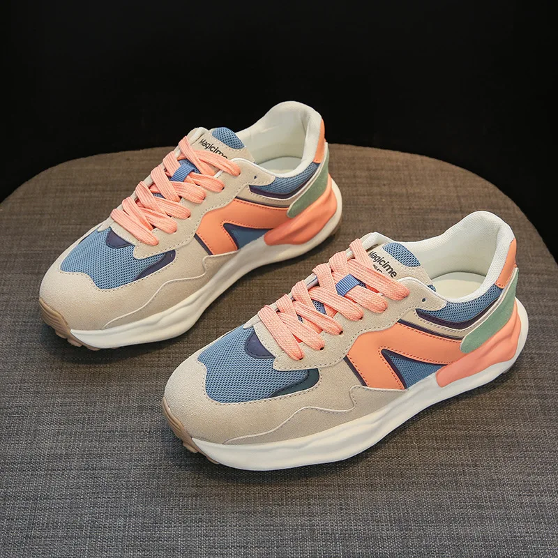 2022 New Platform Sneakers Fashion Breathable Soft Leather Shoes for Woman Casual Lace-up Designer Sneakers Female High Quality