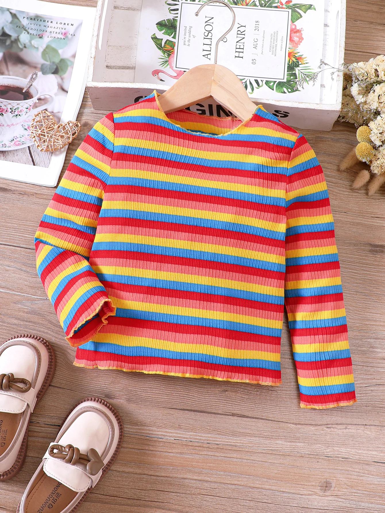Kids Shirts Spring And Autumn Girls Long Sleeved Striped