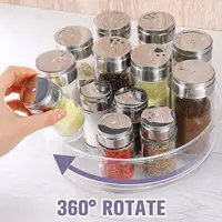 Clear Turntable Organizer  Plastic Rotating Tray Home Spice Rack Cabinet  for Pantry Countertop Kitchen Fridge Bathroom 1