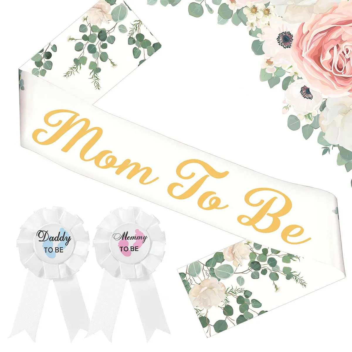 3pcs/Set Mom to be Shoulder Strap Badge Baby Shower Party Mommy To Be Sash Newborn Party Decoration Etiquette Belt DIY Supplies