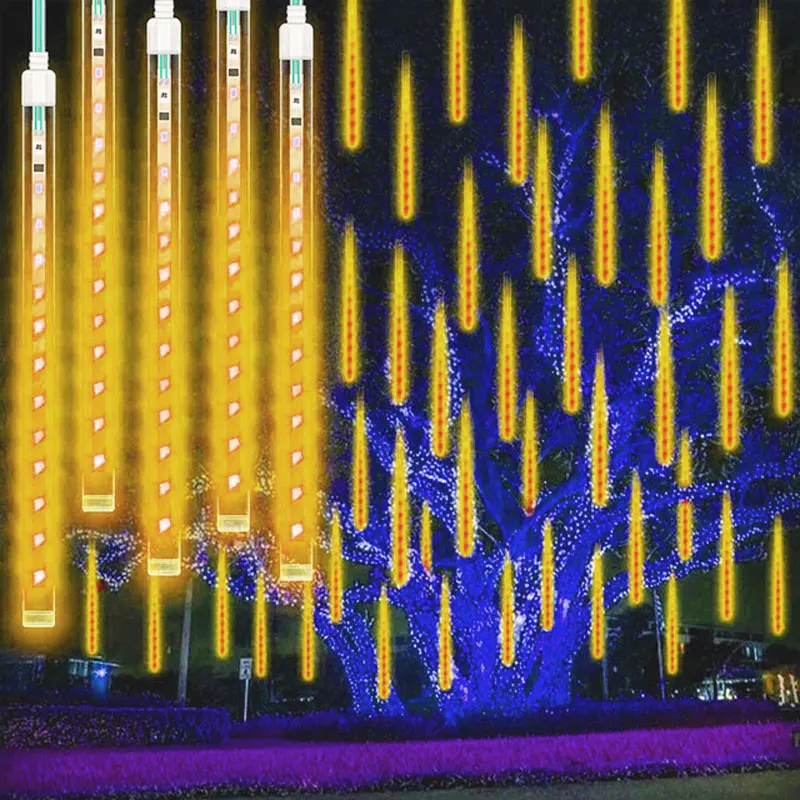 

1/2/3/4 Set Outdoor Meteor Shower Lights Falling Rain Drop Fairy String Light for New Year Christmas Party Garden Decorations