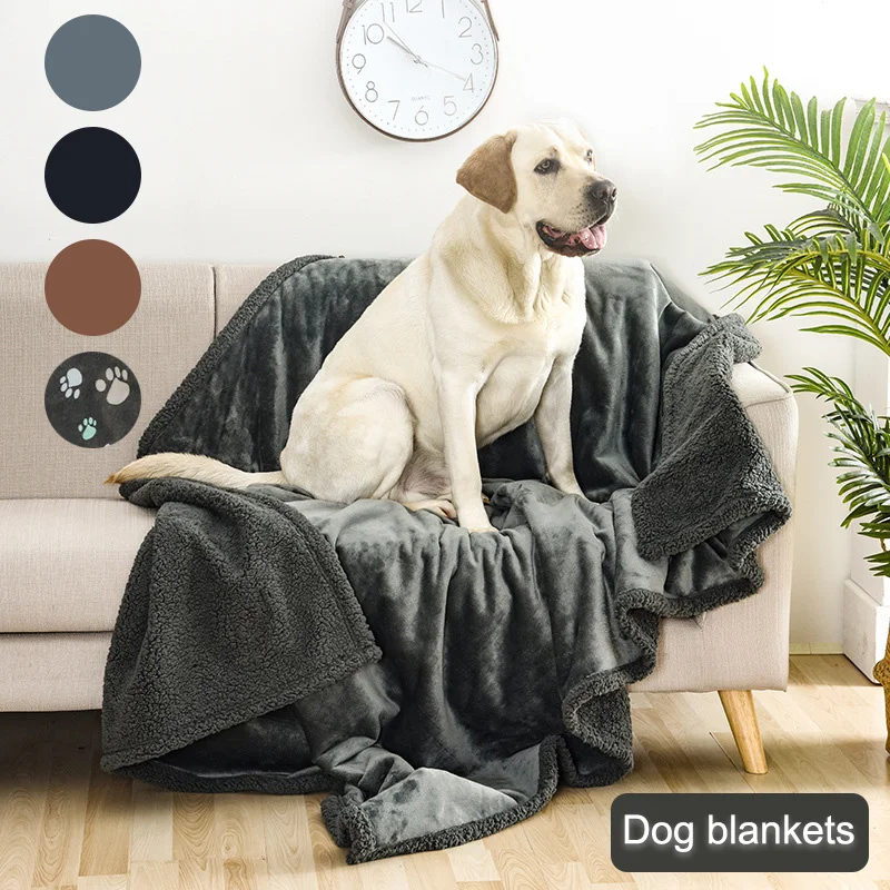 Double-sided Pet Waterproof Blanket ,Soft Thickened Flannel Velveteen Sherpa Blankets for Cats and Dogs Breathable and Anti-grip