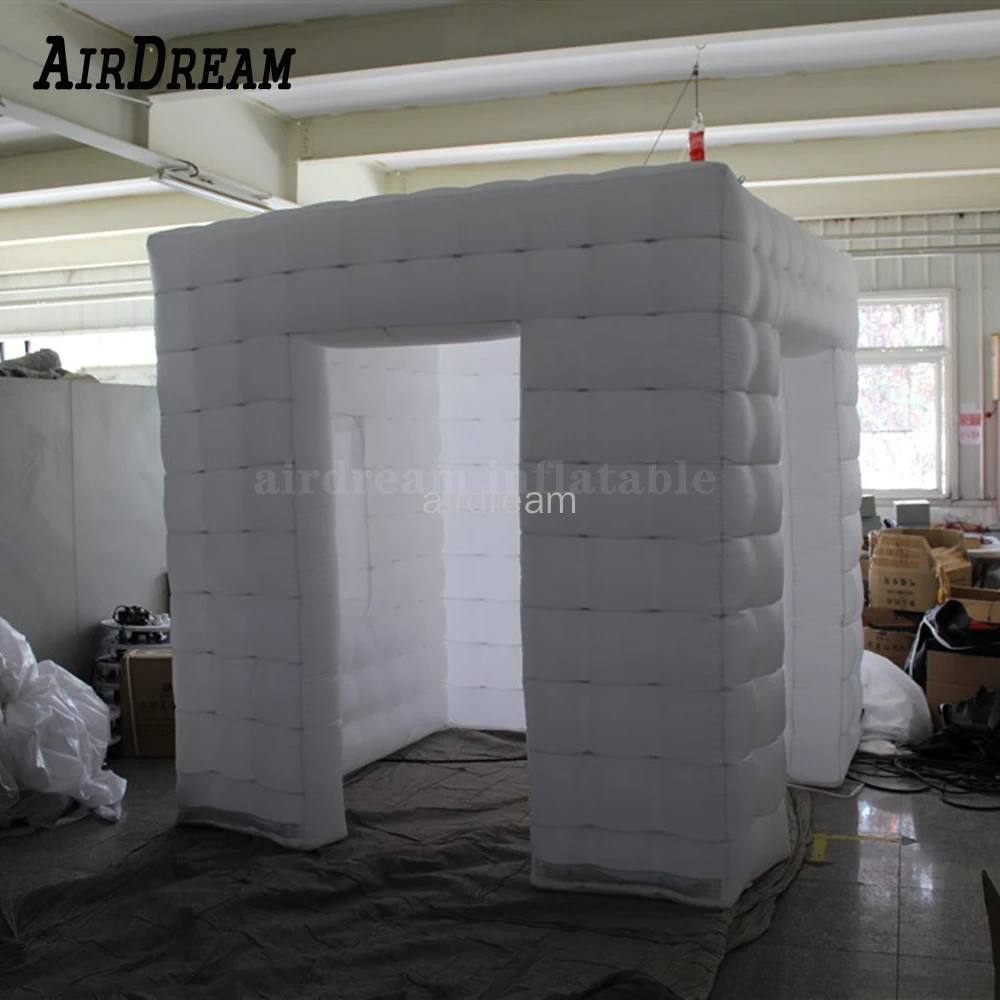 High Quality The Selfie Portable white Inflatable Photo booth Photobooth Cabin with LED Around Cube Photo tent For advertising 6
