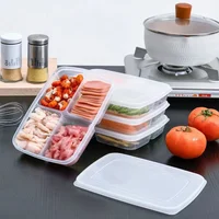 Boîte de rangement pour réfrigérateur, bac à légumes pour repas emballés, aliments scellés de qualité alimentaire, viande congelée, stockage réfrigéré à quatre compartiments 3