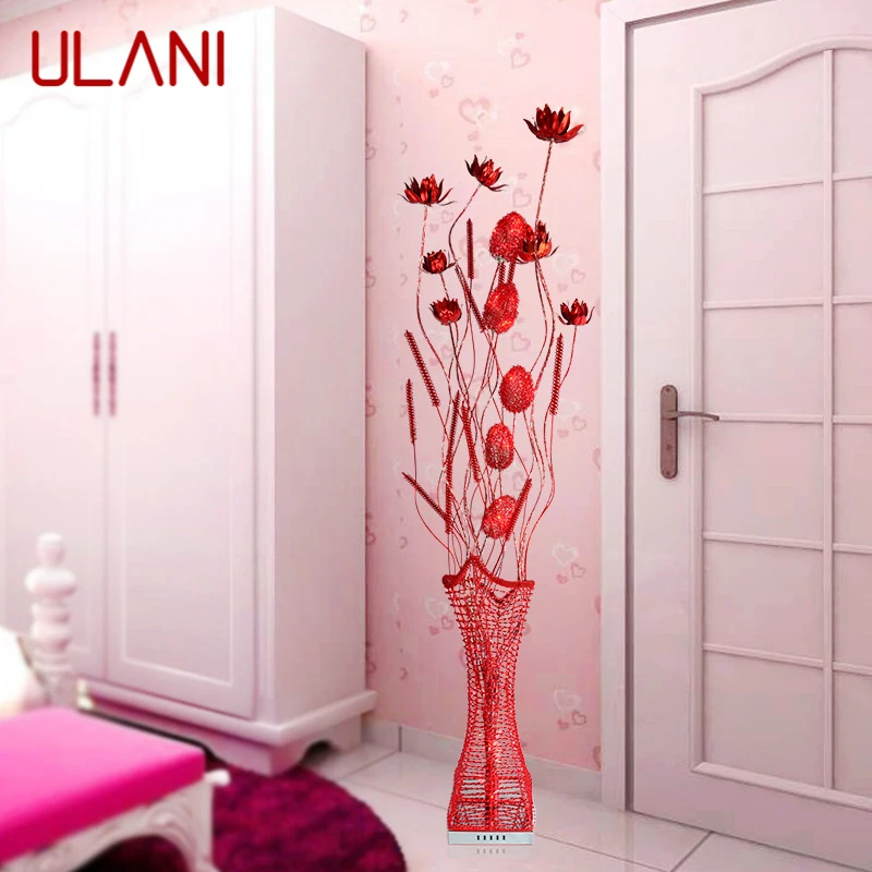 

ULANI Nordic Red Floor Lamp Modern Art Flower Living Room Sofa Bedroom Wedding LED Originality Decorative Standing Light