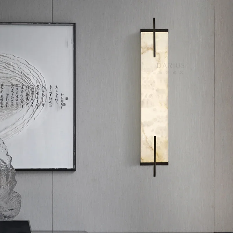 Rectangular Copper Marble LED Chandelier 3