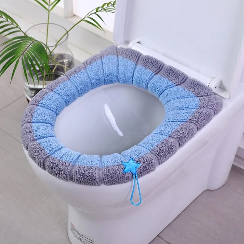 Toilet seat cover Toilet seat Knitted Warm With carry handle Fall and winter Enlarged Thickened Toilet cover pad Universal