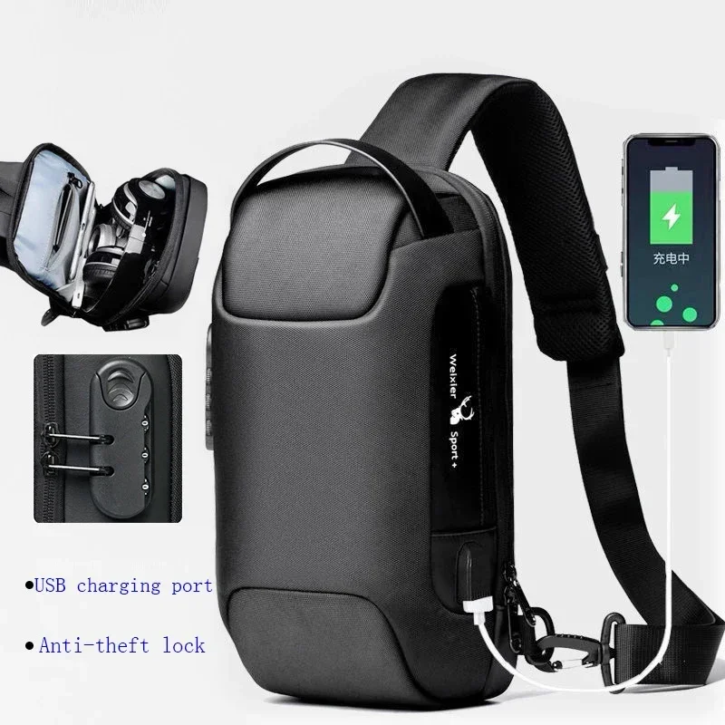 Oxford Fabric Men Backpack with USB Charge Port for Travel