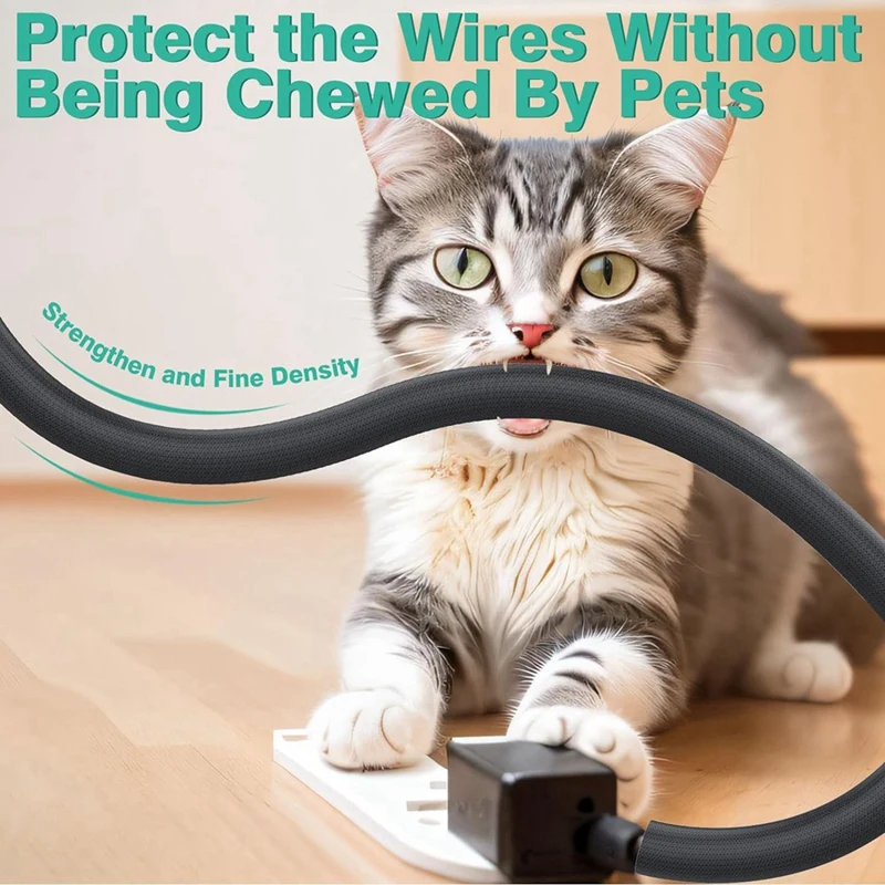 10Ft Cord Protector For Pets 1/2Inch Cable Sleeve Keeps Wires Safe From Dog And Cat Chewing pet cord protector