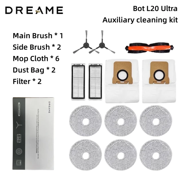 Accessories For Dreame L20 Ultra / L20 Ultra Complete Robot Vacuum  Cleaner,Main Brush, Dust Bags, Mop Cloth - AliExpress