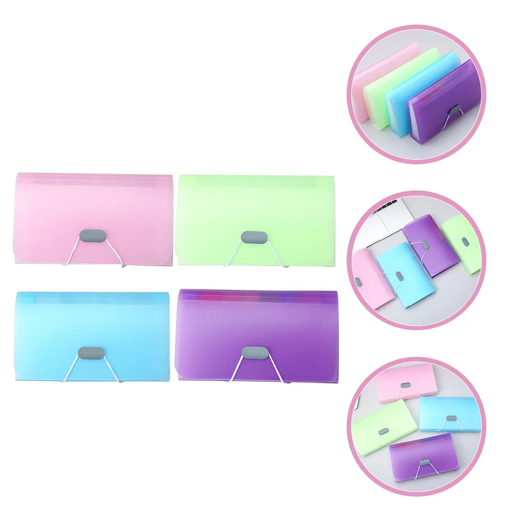 

4 Pcs Bill Accordion Bag File Organizer Receipt Manager Storage Folder Pp Plastic Expanding Holder