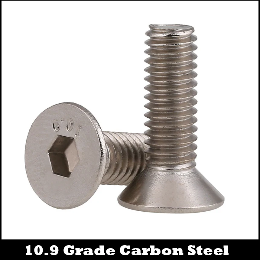 

M2.5 M2.5*3/4/5/6/8/10/12/16/20/30 10.9 Grade Nickel Plated Carbon Steel DIN7991 Flat Countersunk Head Hex Hexagon Socket Screw