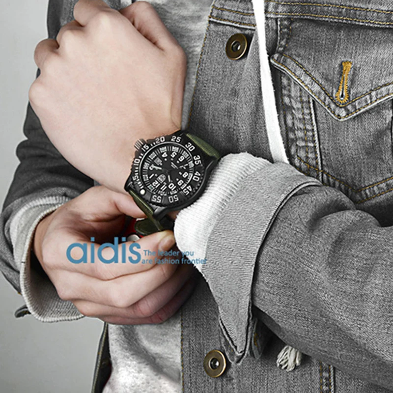 ADDIESDIVE Men's Waterproof Military-Style Sports Watch with Luminous Nylon Strap