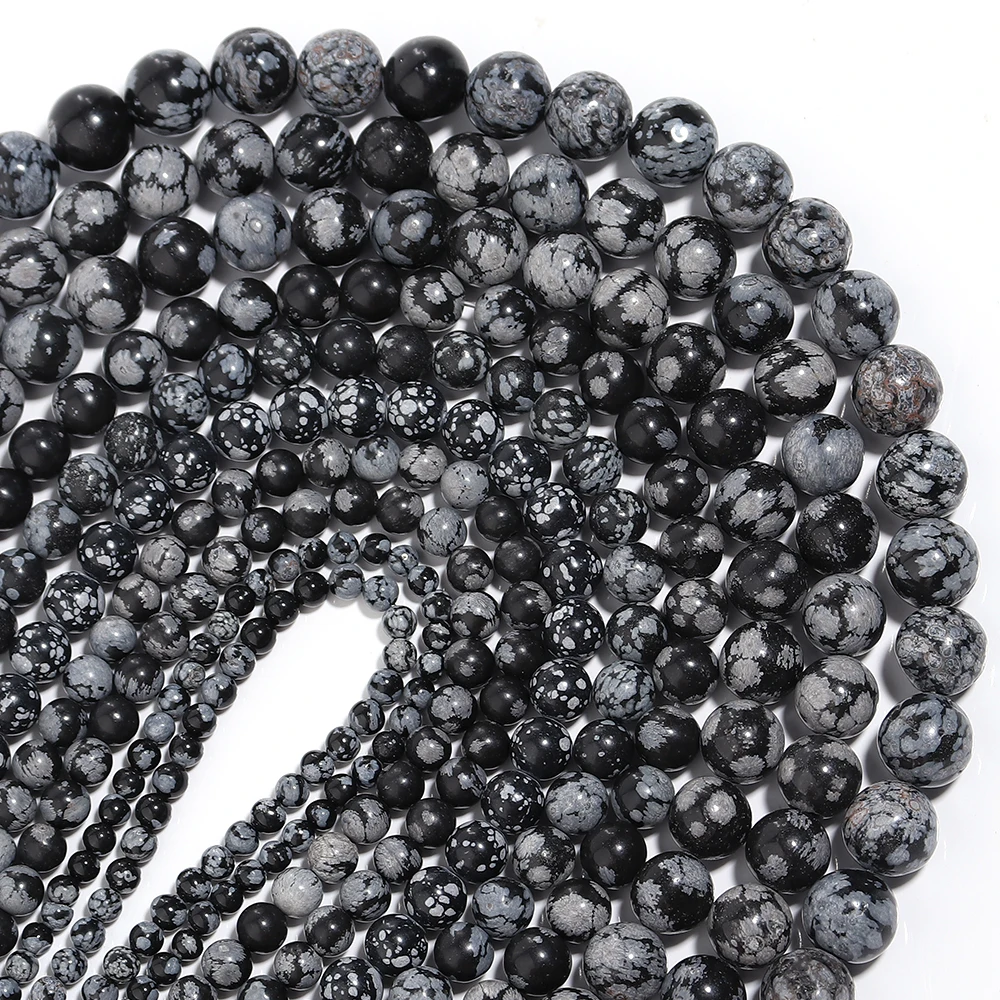 4-12mm Natural Black Spectrolite Stone Beads Round Loose