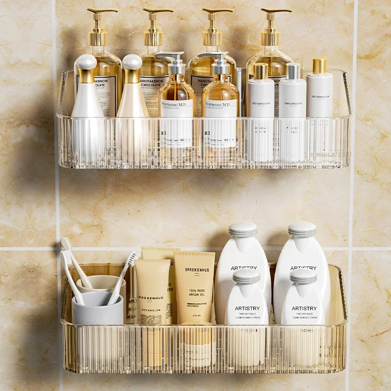 Cosmetics Storage Wall Rack Organizer for Bathroom - No Hole Plastic Corner Shelf Bathroom shelf Acrylic shelves Shower rack 3