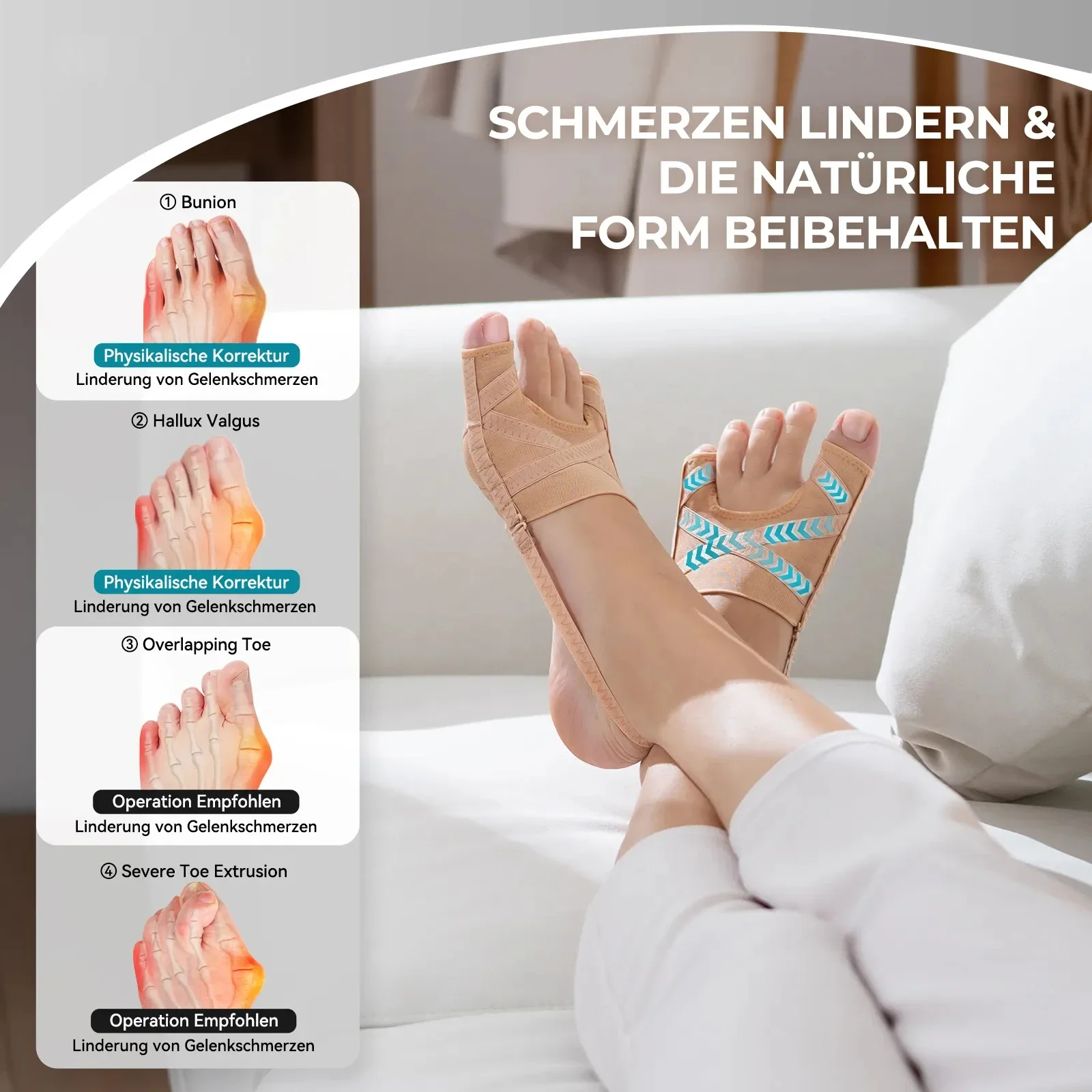 Fabric Bunion Corrector Toe Separator Adjustable Hallux Valgus Sleeve Spacer Toe Corrector Bunion Socks Running Foot Care A Pair