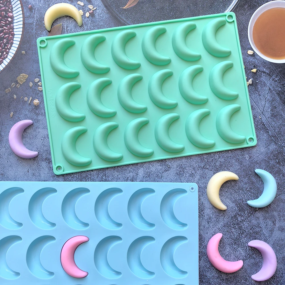 18-Hole Moon Shaped Silicone Mold for Baking Chocolate, Cookies, Pudding, Candy, and Ic... - SKU MSSM1724 - UGI Packaging