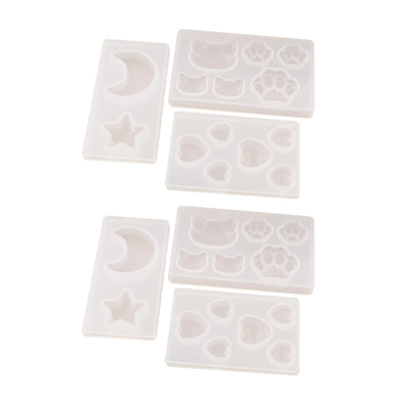 

6X Cat Bear Paw Heart Moon Star Silicone Mold Resin Silicone Mould Handmade DIY Jewelry Making Epoxy Resin Molds